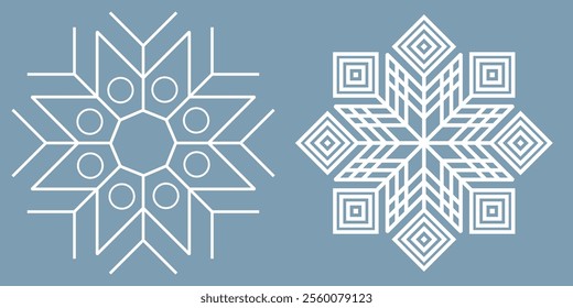 Snowflakes icon set. Snow sign. Snowflakes template. Snowflake winter. Snowflakes icons. Winter icon. Snowflake collection. Vector Illustration. Vector Graphic. EPS 10