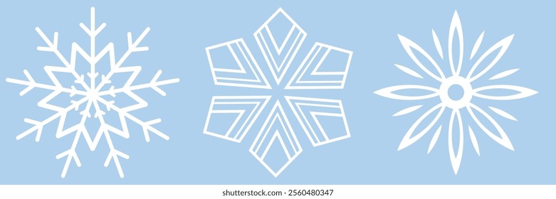 Snowflakes icon set. Snow sign. Snowflakes template. Snowflake winter. Snowflakes icons. Winter icon. Snowflake collection. Vector Illustration. Vector Graphic. EPS 10
