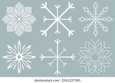 Snowflakes icon set. Snow sign. Snowflakes template. Snowflake winter. Snowflakes icons. Winter icon. Snowflake collection. Vector Illustration. Vector Graphic. EPS 10
