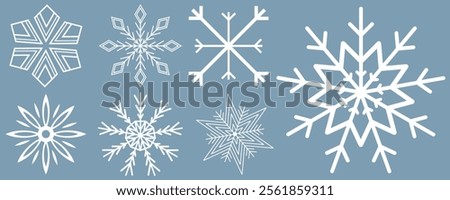 Snowflakes icon set. Snow sign. Snowflakes template. Snowflake winter. Snowflakes icons. Winter icon. Snowflake collection. Vector Illustration. Vector Graphic. EPS 10
