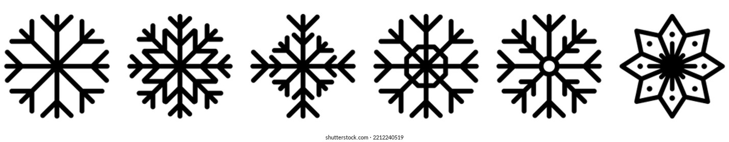 Snowflakes icon set. Vector illustration isolated on white background