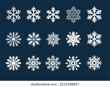 Snowflakes icon set. Vector illustration of snowflakes.