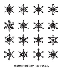 Snowflakes icon of set. Vector illustration.