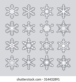 Snowflakes icon of set. Vector illustration.