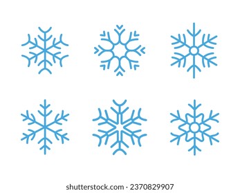 Snowflakes icon set. winter snow illustration line style.