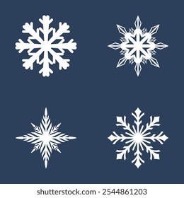 snowflakes icon shape set, flat design of snow shape