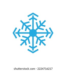 Icono de copos de nieve y plantilla de diseño plano de la ilustración del vector del símbolo
