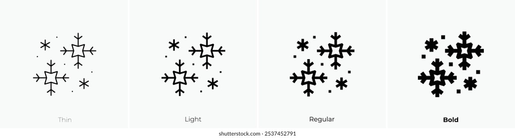 snowflakes icon. Thin, Light Regular And Bold style design isolated on white background