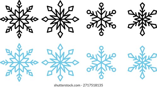 Schneeflocken-Symbol, Vektorgrafik-Set.