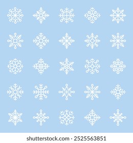 Snowflakes icons. Snowflakes collection. Flat snow icons, silhouette. Snow symbols. Snowflake vector icon    
