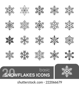 Snowflakes icons set.