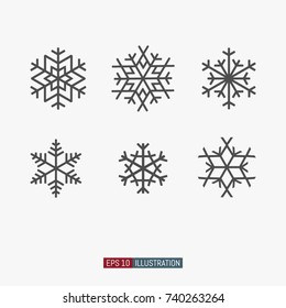 Snowflakes icons set. Elements for your design works. Vector illustration.