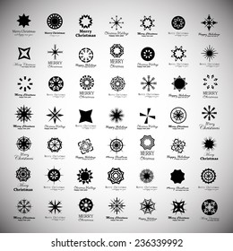 Snowflakes Icons Set - Isolated On Gray Background - Vector Illustration, Graphic Design  Editable For Your Design    
