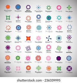 Snowflakes Icons Set - Isolated On Gray Background - Vector Illustration, Graphic Design  Editable For Your Design    