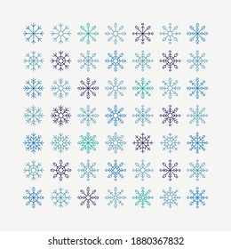 Snowflakes Icons Set Line Vector
