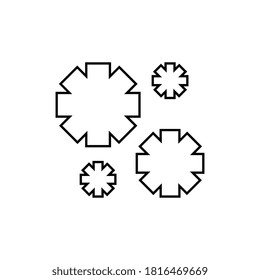 Iconos de copos de nieve configurados. Dibujo de vectores. Objeto aislado en un fondo blanco