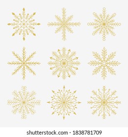 Snowflakes icons set. Vector illustration.