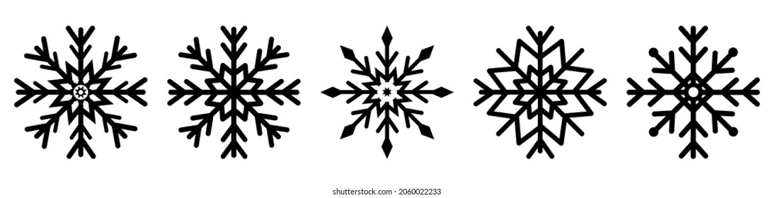 Snowflakes icons set. Vector illustration isolated on white background