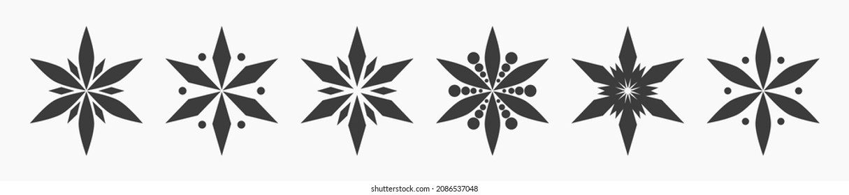 Iconos de copos de nieve configurados. Ilustración vectorial.