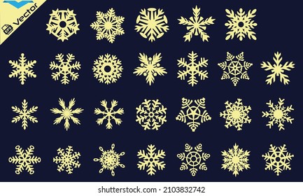 Snowflakes icons Vector winter black isolated on white background
