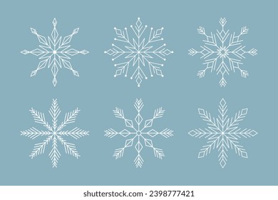 Snowflakes icons. White Snowflake. Snowflakes template.