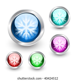 Snowflakes inside glass buttons