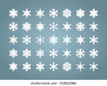 Snowflakes isolated. Design element for cover, greeting card, brochure or flyer. Vector illustration