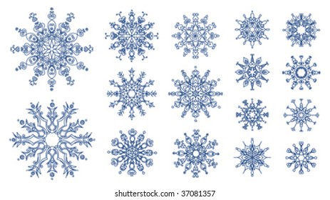 Snowflakes isolated on white background, vector