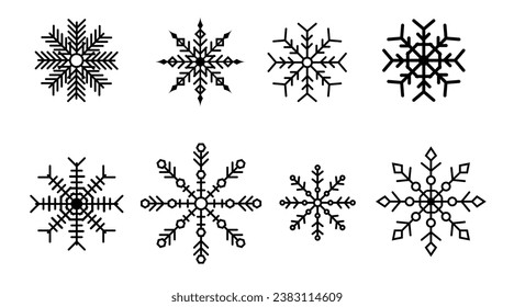 Snowflakes Isolated on White. Winter and snowfall concept vector