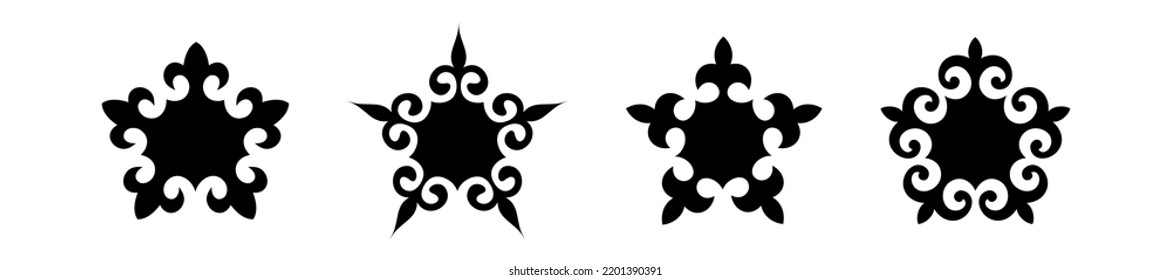 Snowflakes kazakh ornament icon,vector set. 