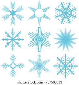 Snowflakes, a large set of snowflakes. Flat design, vector illustration, vector.