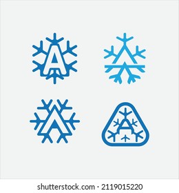 letra de copos de nieve A Vector de logotipo