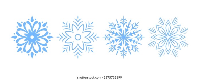 Copos de nieve. Se preparan copos de nieve azules claros. Iconos diferentes copos de nieve. Gráficos escalables para vectores