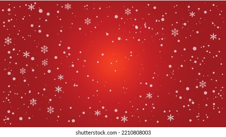 Snowflakes with light flare on red background. Vector illustration.