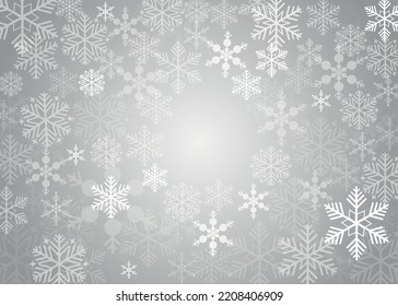 Snowflakes with light flare vector background.