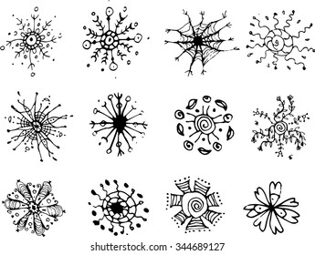Snowflakes line art