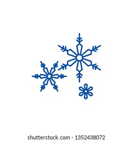 Snowflakes line icon concept. Snowflakes flat  vector symbol, sign, outline illustration.