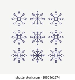 Snowflakes Line Icons Vector Set