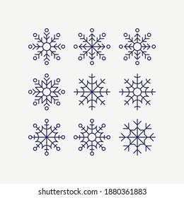 Snowflakes Line Icons Vector Set