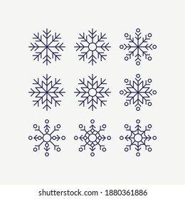 Snowflakes Line Icons Vector Set