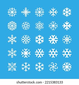 Snowflakes linear icon set. Winter time  