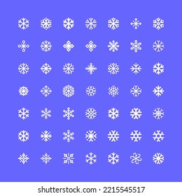 Snowflakes linear icon set.  Winter,  cold sign