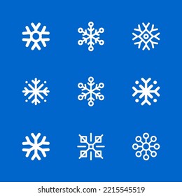 Snowflakes linear icon set.  Winter,  cold sign