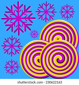 Snowflakes and lollipops (motion illusion)
