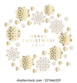 snowflakes luxury pastel color header or card. abstract decorative Christmas vector illustration. gold and beige pale color winter festive background. 