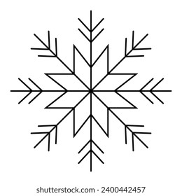 Snowflakes made of black lines on a white background.
