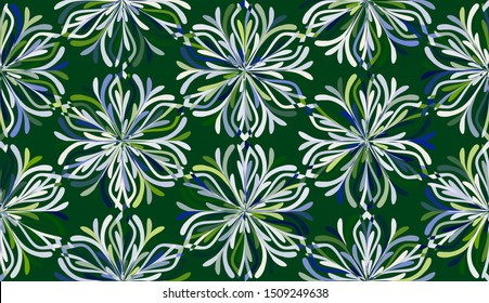 Snowflakes made up of colorful elements arranged like honeycombs. Seamless pattern. Motley texture. Chaos of colors.