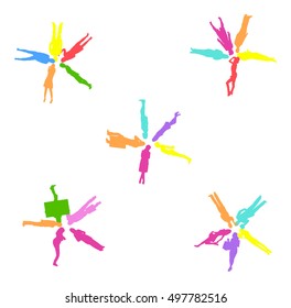 Snowflakes made of Vector Silhouettes Isolated 