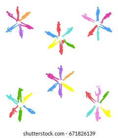 Copos de nieve hechos de siluetas vectoriales 