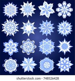Snowflakes of many different
